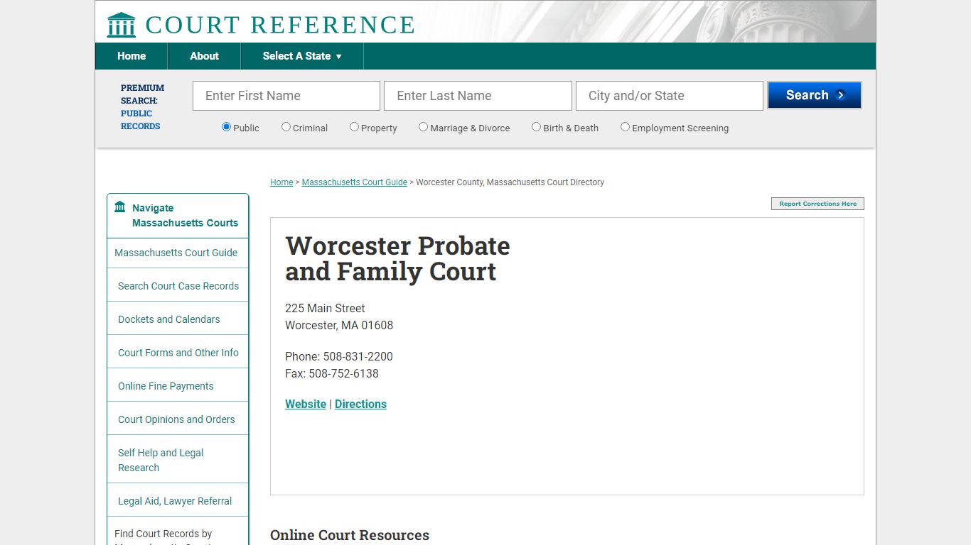 Worcester Probate and Family Court - CourtReference.com